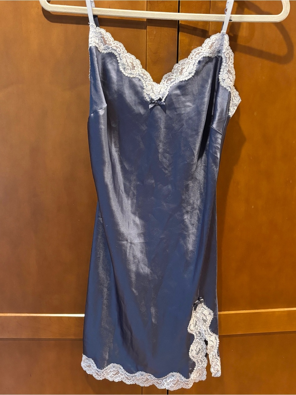 Victoria’s Secret Blue Satin Lace Slip Nightgown
